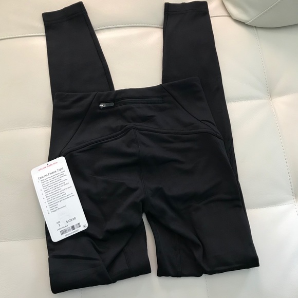 NWT BLACK LULULEMON FAST AS FLEECE TIGHT 2 or 4 - Picture 4 of 6